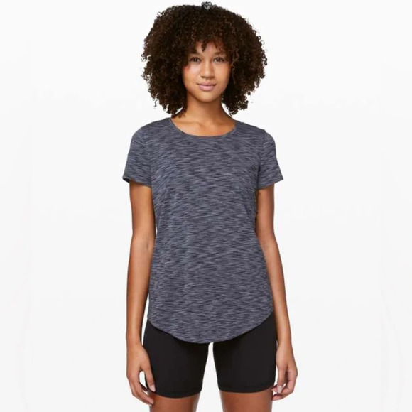 Lululemon Love Tee Short Sleeve Crew Size 6 Space Dye Grey Black - Picture 1 of 6